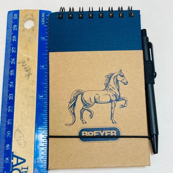 Breyer Spiral Notebook With Pen 4" x 6" Navy Tan Eco-Friendly Recycled Paper new - Picture 4 of 7